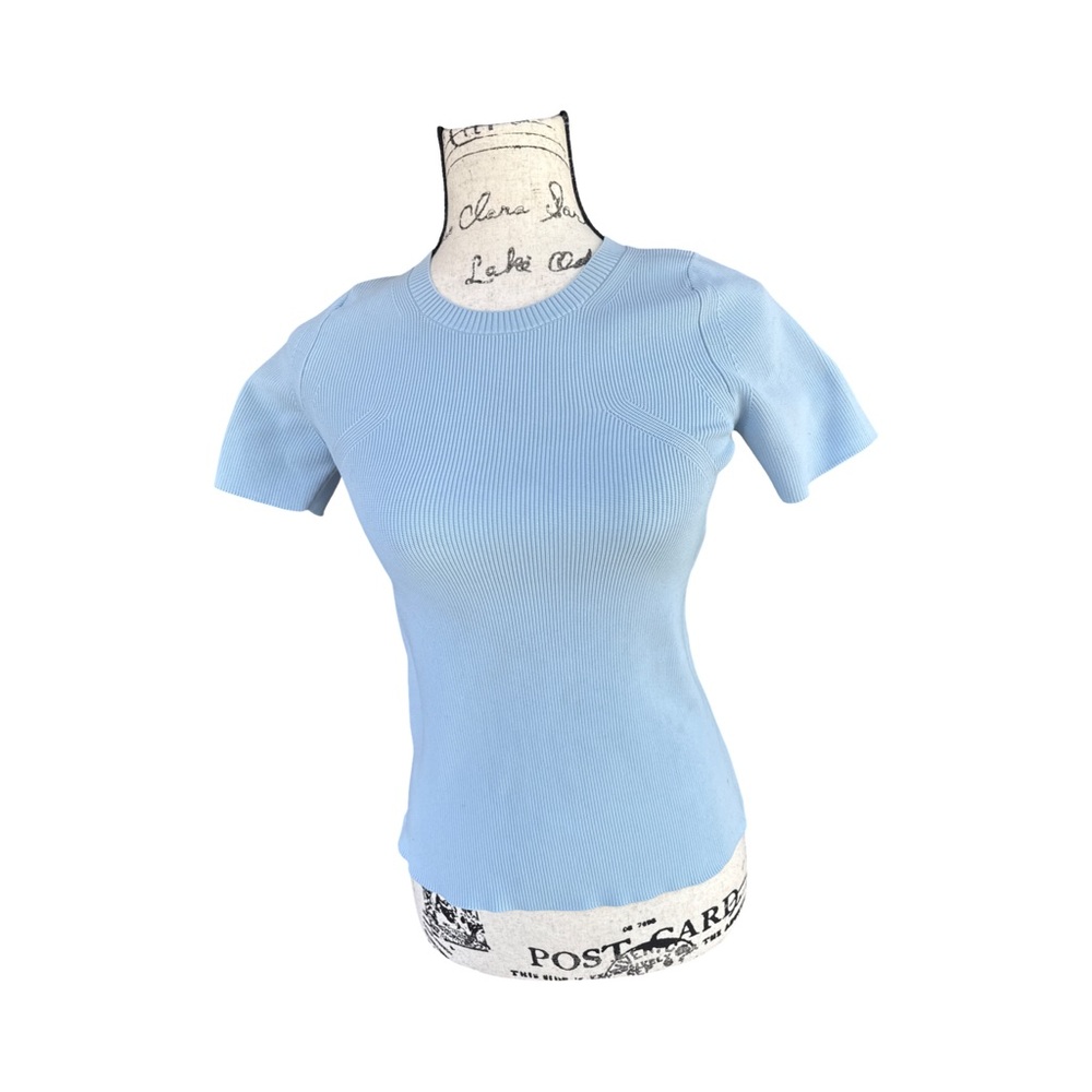 Helmut Lang Women’s Baby Blue Rib Knit Tee Size L